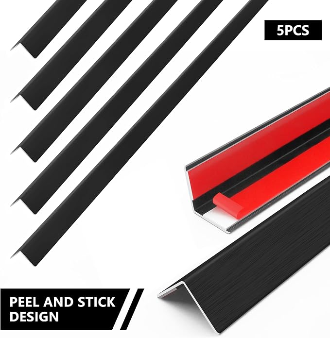 5pcs 48"L*1.42"W Aluminum Self-Adhesive Wall Corner Protectors, Wall Furniture - Image 3