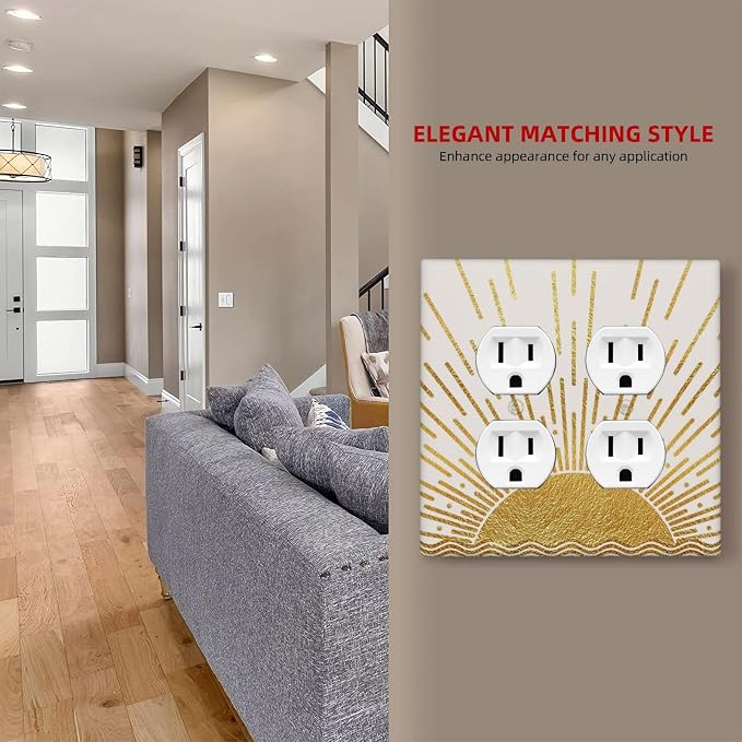 Mid Century Boho Golden Sun Sunrise Sunset Outlet Covers 2 Gang Double Duplex - Image 7