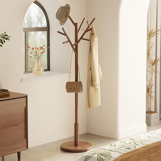 Coat Rack, Solid Wood Coat Rack Freestanding - Image 3