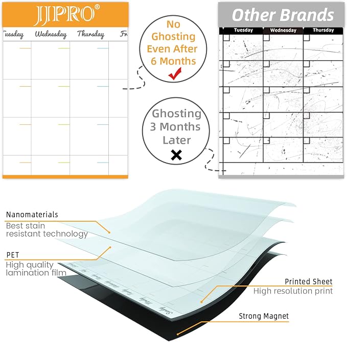 JJPRO Magnetic Dry Erase Monthly Calendar and Weekly Whiteboard - Image 3
