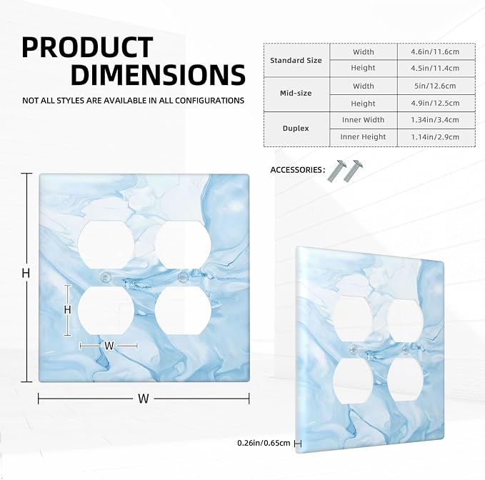 Navy Blue Sea Waves Spilled Ink Marble Simplicity Print Outlet Covers 2 Gang - Image 5
