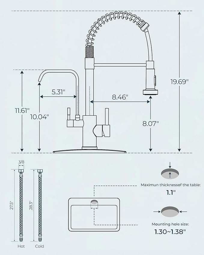 FORIOUS Kitchen Faucet with Purfied Water Filter, 2 in 1 Commercial Stainless - Image 5