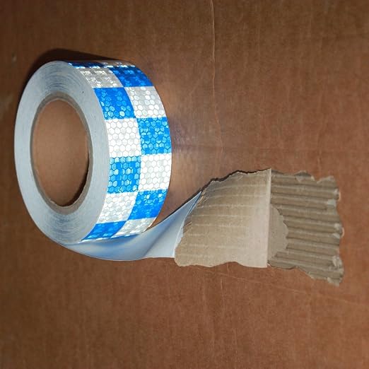 Reflective Tape Blue and White 2 inch X 166 feet, Outdoor Waterproof Hazard - Image 2
