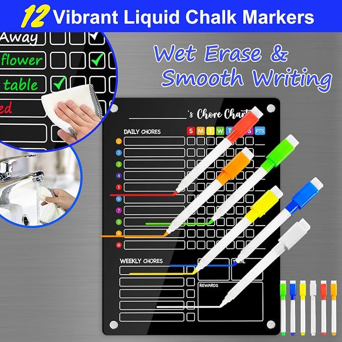 PigPotParty Black Acrylic Magnetic Chore Chart - Image 3