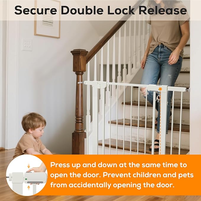 29.5-59.8" Baby Gate for Stairs, Baby Safety Essentials, Auto Close Gate for - Image 3