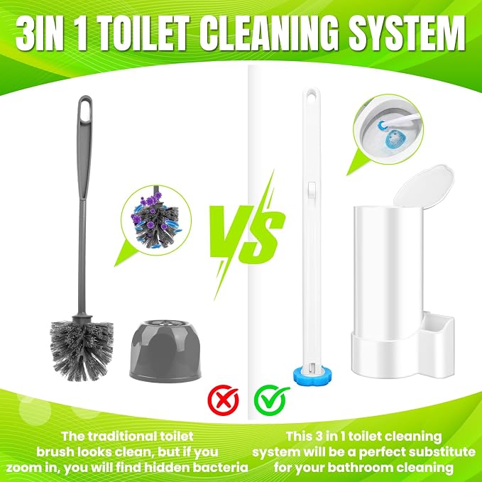 KOKL Disposable Toilet Brush, Toilte Wand Kit, Toilet Bowl Cleaner Brush - Image 5