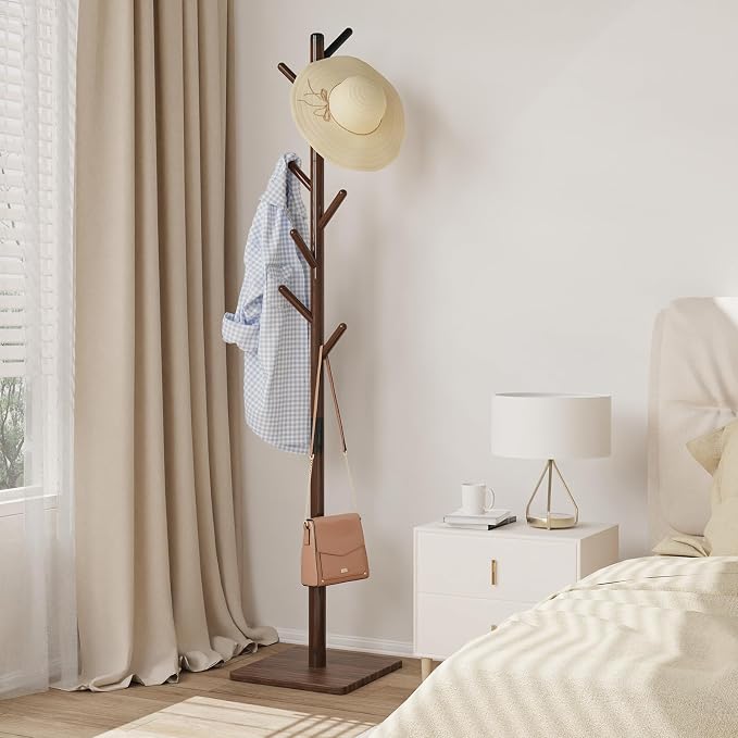 Coat Rack Freestanding with Stable Square Base, Entryway Furniture with 3 - Image 3