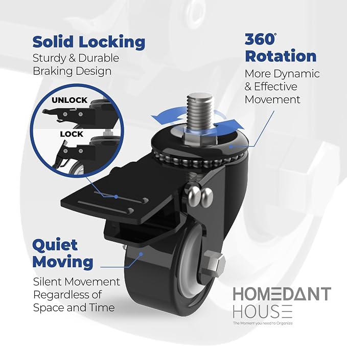 HOMEDANT House 5-Tier Metal Rolling Cart Shelf Rack Casters Heavy Duty - Image 7
