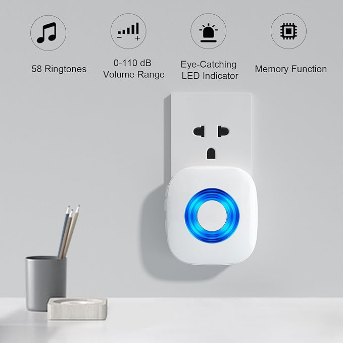 Wireless Doorbell with 3 Receivers 2 Buttons, PHYSEN Waterproof Door Bell Kits - Image 3