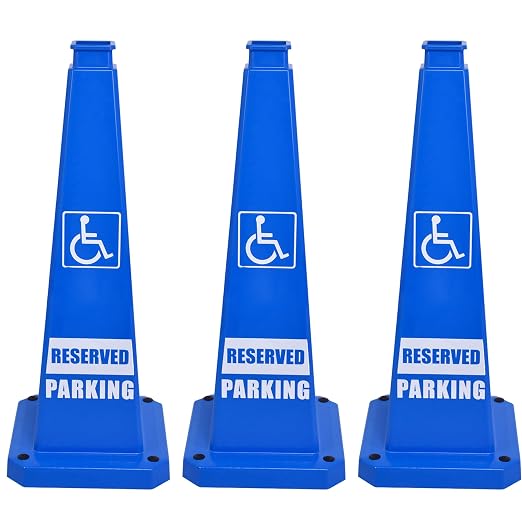 OrangeStar 3-Pack 28" Reserved Parking Cones, Large 4-Sided Message Safety by OrangeStar