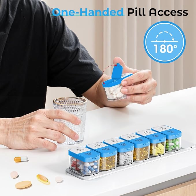 Odaro Extra Large Weekly Pill Organizer 2 Times A Day, XL Pill Box 7 Day Am Pm - Image 8