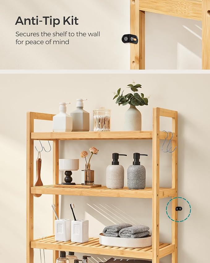 SONGMICS Over The Toilet Storage, 4-Tier Over Toilet Bathroom Organizer - Image 7