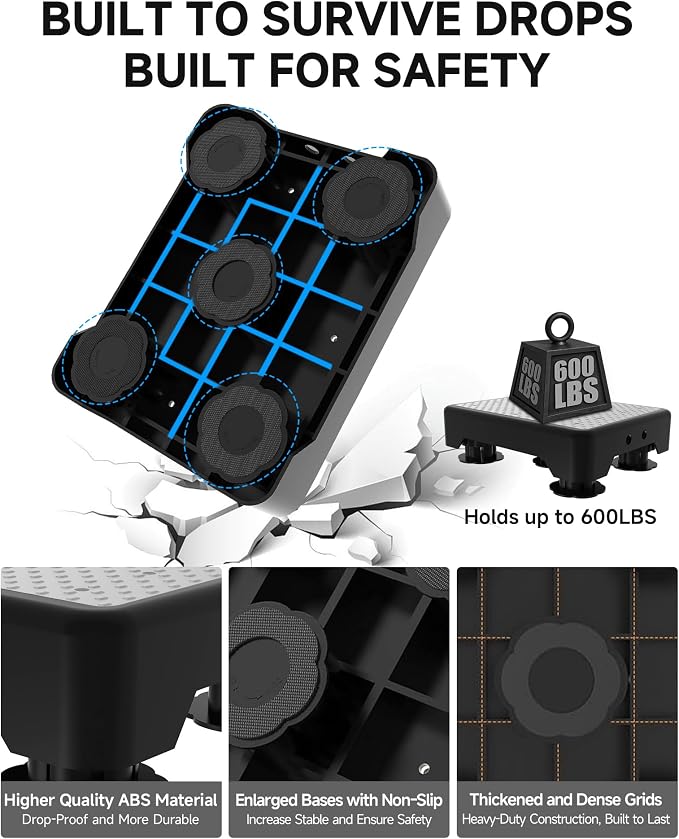 Adjustable Step Stool for Adults, Bed Step Stools, 600 LBS Capacity Safety Wide - Image 2