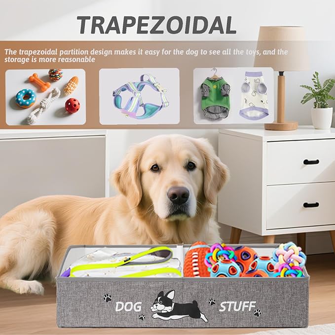Large Dog Toy Basket with Handles, 28.5" Collapsible Multi-Purpose Hard Board - Image 3