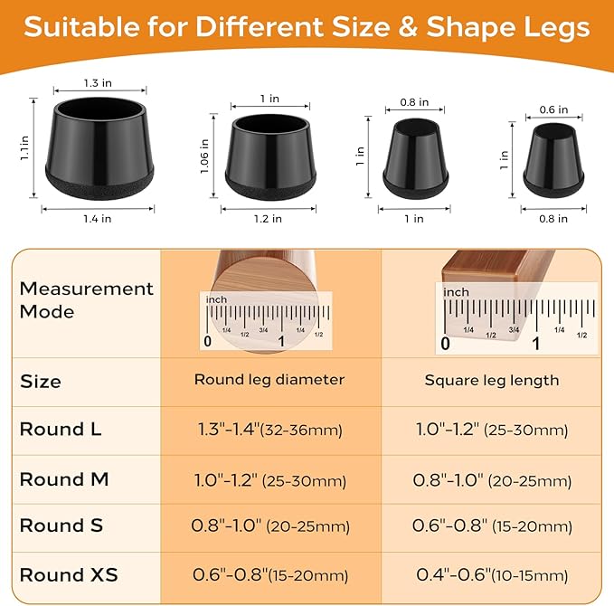 24 PCS Silicone Chair Leg Floor Protectors Small Rubber Felt Furniture Pads - Image 2