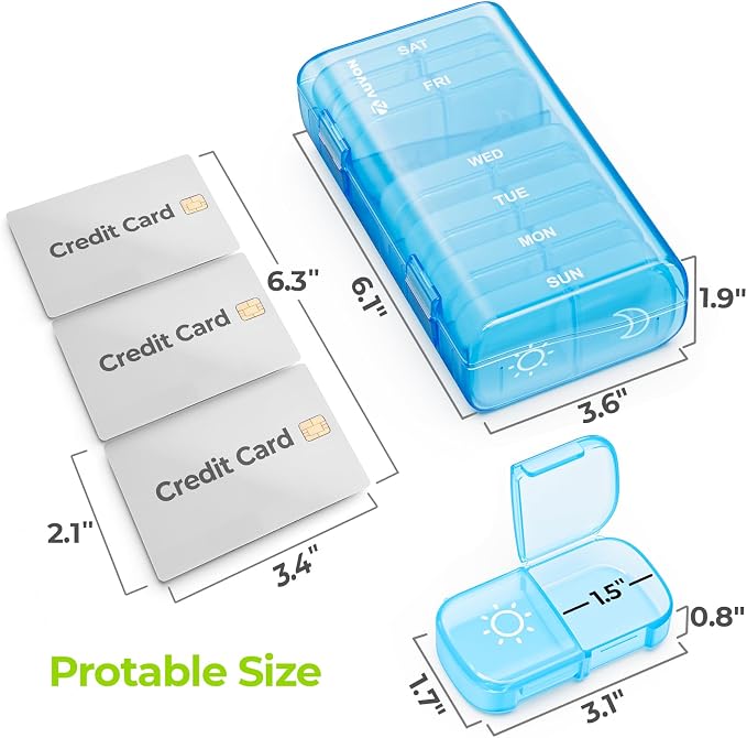 AUVON XL Weekly Pill Organizer 2 Times a Day, Pill Box 7 Day - Image 5