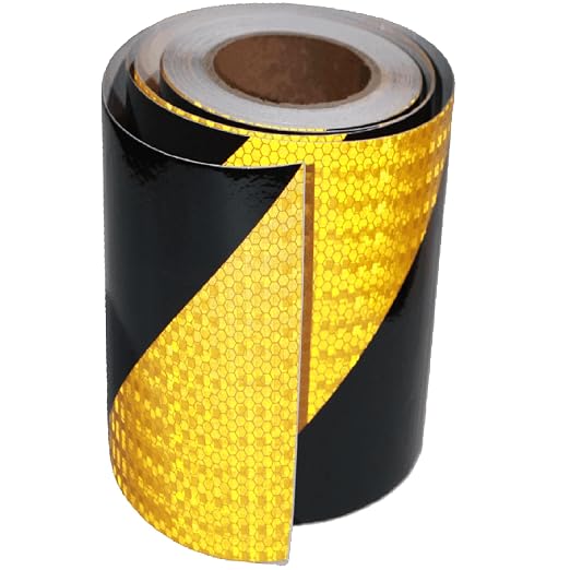 Yellow and Black Reflective Tape 12 inch Wide, Outdoor Waterproof Hazard by tuyrchu