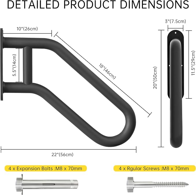 Hand Rails for Outdoor Steps, Handrails for Exterior Steps, Heavy-Duty Non-Slip - Image 5