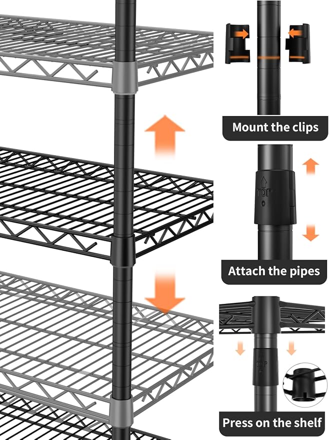 5 Tier Adjustable Storage Shelves Heavy Duty Metal Utility Shelf 1750LBS - Image 7