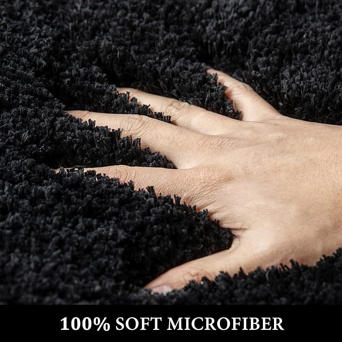 MIULEE Black Absorbent Bath Rugs, Soft Large Bathroom Mats Non-Slip and - Image 2
