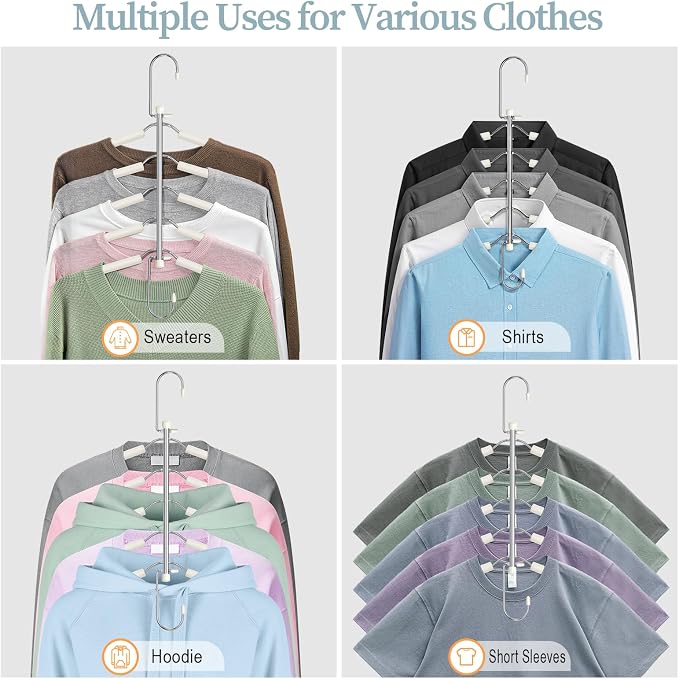 Clothes Hangers Space Saving Shirt Organizer, Non Slip Multi Shirt Hangers - Image 5