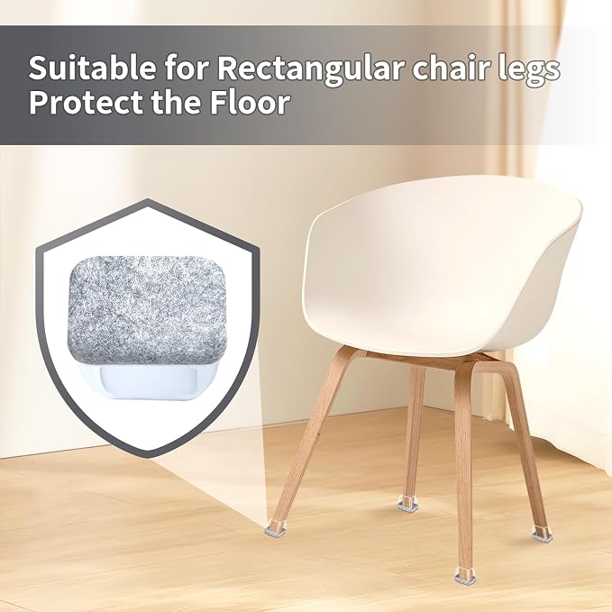 Ezprotekt 8 Pcs Rectangle Grey Felt Chair Leg Floor Protectors - Image 9