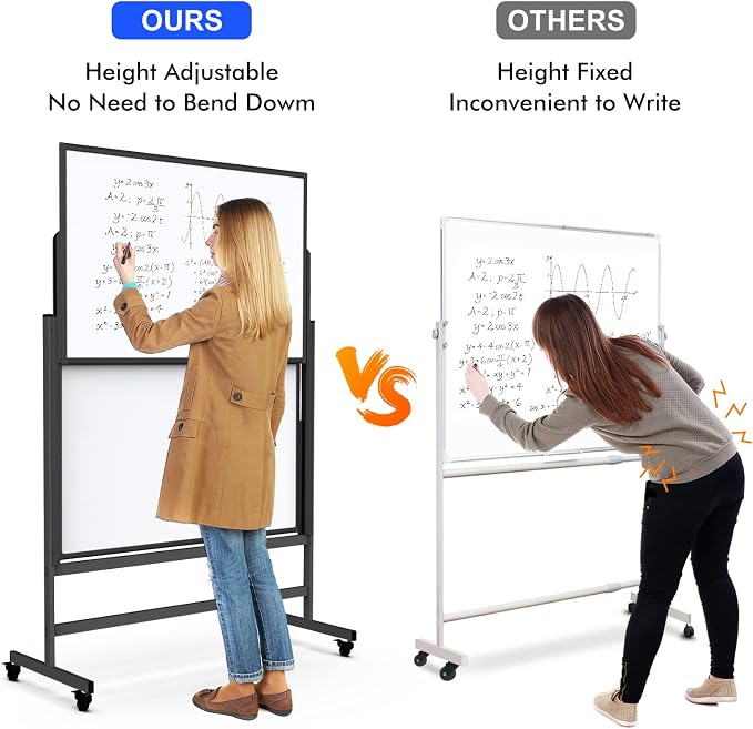 Double-Sided White Board on Wheels, 48x60 Inch Large Magnetic Mobile Dry Erase - Image 5