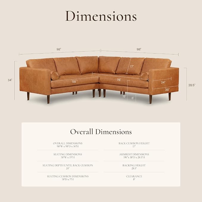 Poly & BARK Napa 98” Leather Corner Sectional Sofa – Full-Grain Italian-Tanned - Image 2