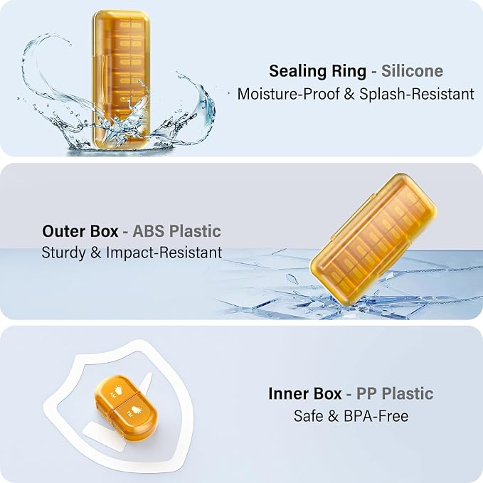 Weekly Pill Organizer 2 Times a Day, Moisture-Proof, Detachable Compartments - Image 3