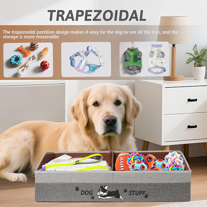 Large Dog Toy Basket with Handles, 28.5" Collapsible Multi-Purpose Hard Board - Image 3