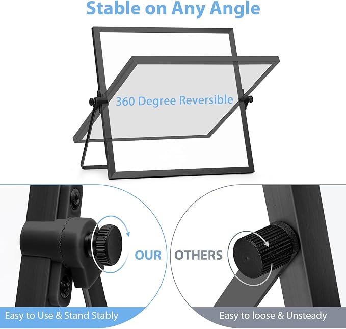 ARCOBIS Small WhiteBoard with Stand 10" X 10", Magnetic Double-Sided Dry Erase - Image 2