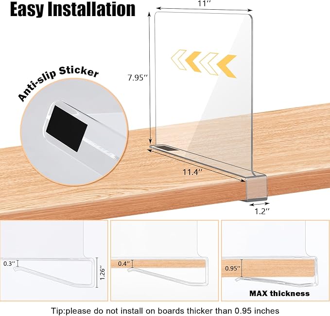 12 Pack Acrylic Shelf Dividers for Closet Organization, Purse Organizers for - Image 2