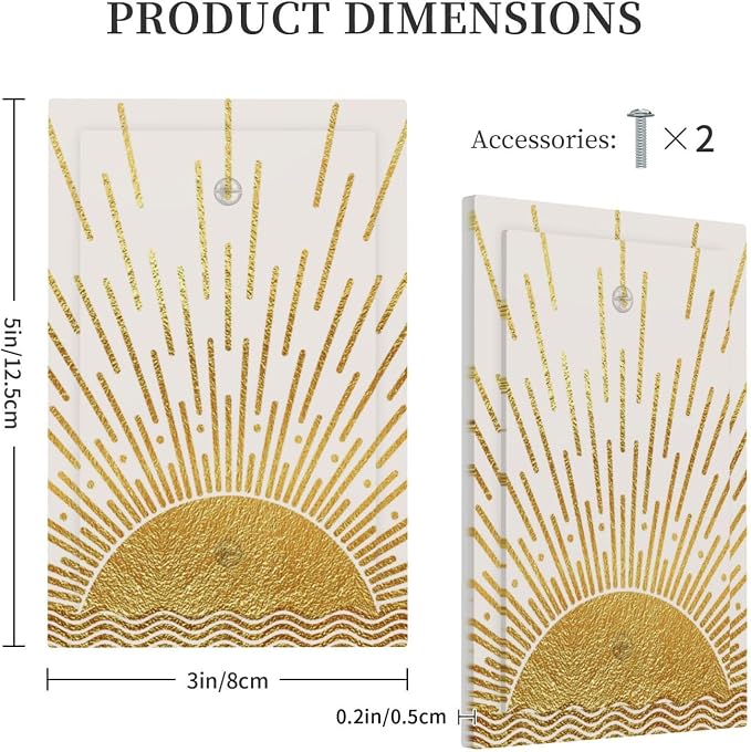 Mid Century Boho Golden Sun Sunrise Sunset Light Switch Cover Plate 1 Gang No - Image 5