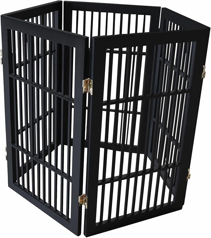 Pet Dog Gate Strong and Durable Freestanding Folding Acacia Hardwood Portable - Image 5