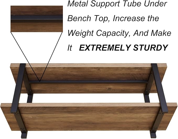 FOLUBAN Entryway Bench, Industrial Shoe Storage Bench - Image 5