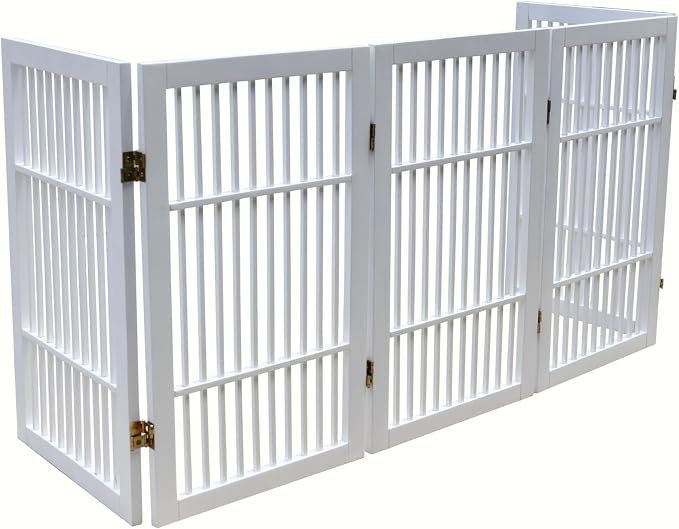 Pet Dog Gate Strong and Durable Freestanding Folding Acacia Hardwood Portable - Image 9