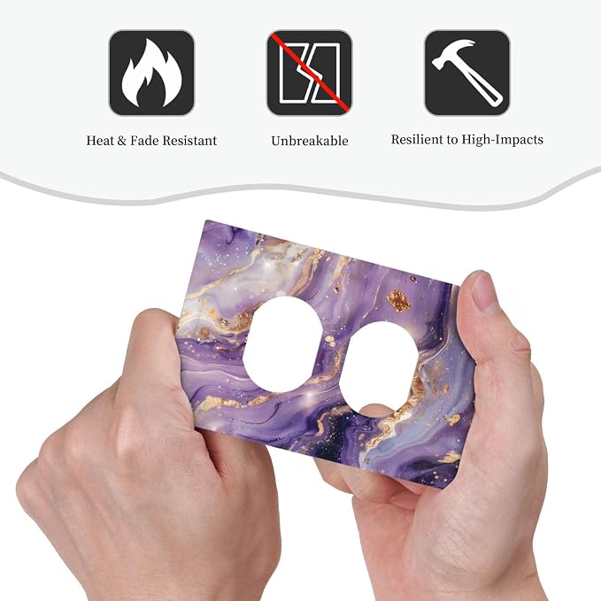Luxury Marble Texture Purple And Gold Abstract Print Outlet Covers 1 Gang - Image 6