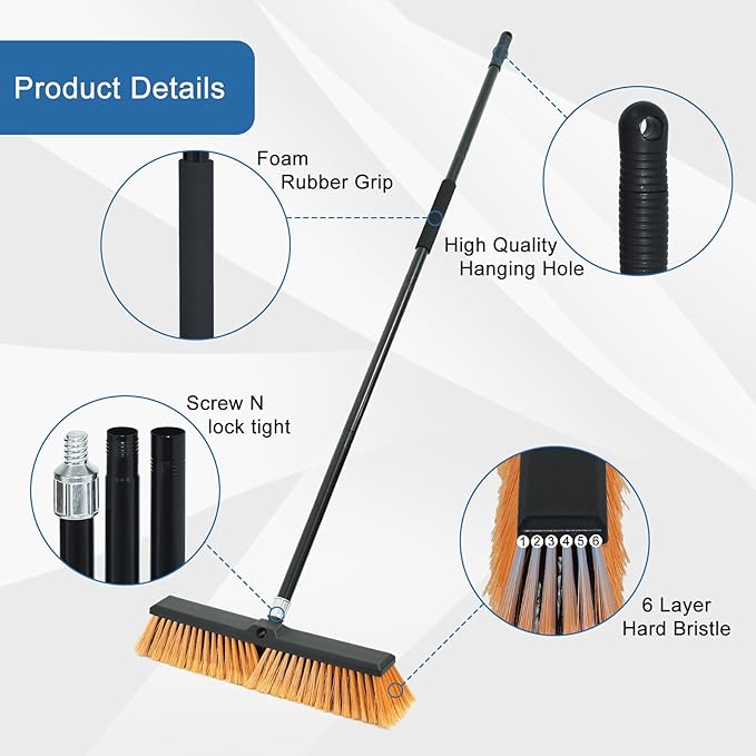 PBHEPJ 24 Inchs Push Broom Outdoor Heavy Duty, Shop Broom - Image 4