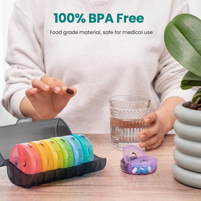 Sukuos Large Weekly Pill Organizer 2 Times a Day, Daily Pill Box 7 Day Easy to - Image 9