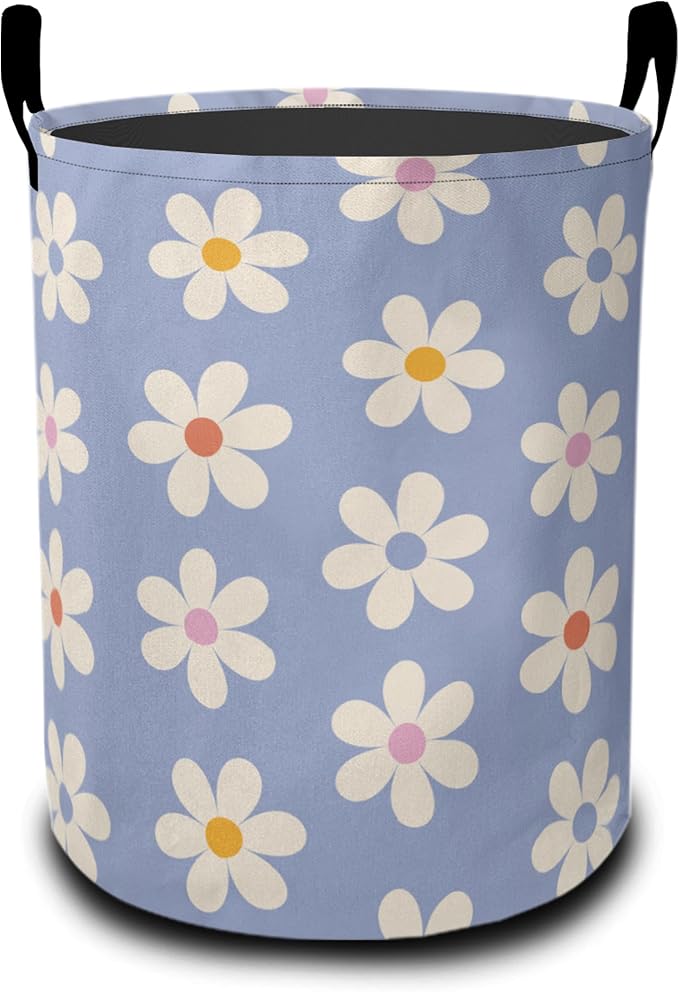 Laundry Basket-Groovy Daisy Flowers Foldable Waterproof Oxford Cloth Funny Tote by Unknown