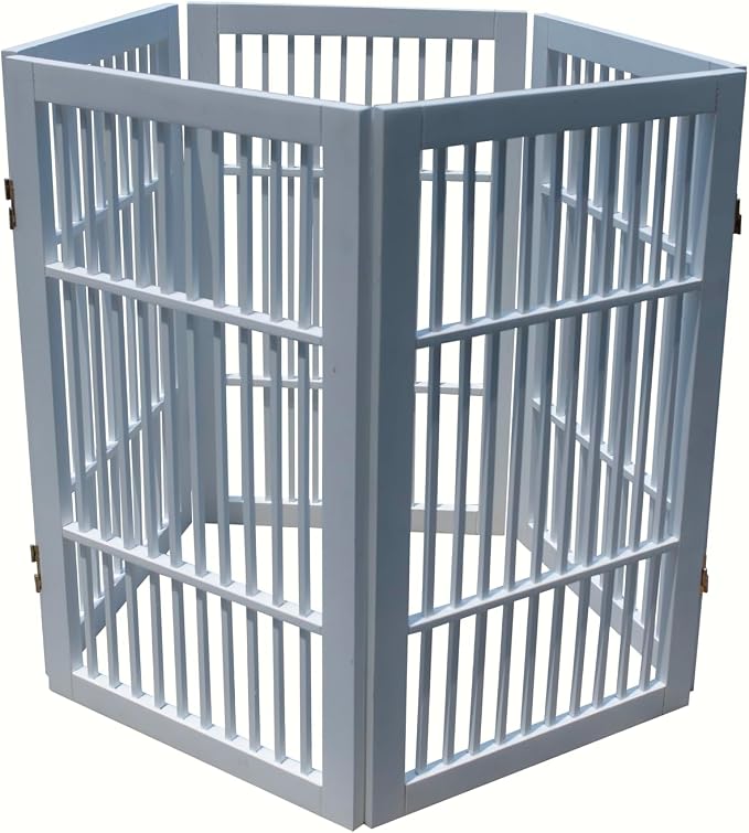 Pet Dog Gate Strong and Durable Freestanding Folding Acacia Hardwood Portable - Image 5