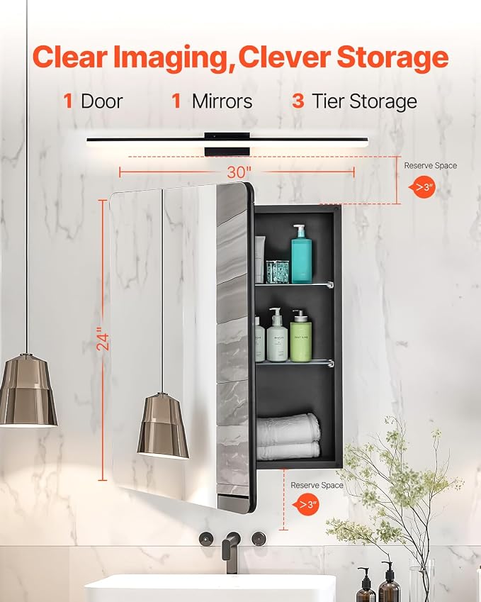 VEVOR Medicine Cabinet, 24 x 30 inch, Medicine Cabinet - Image 4