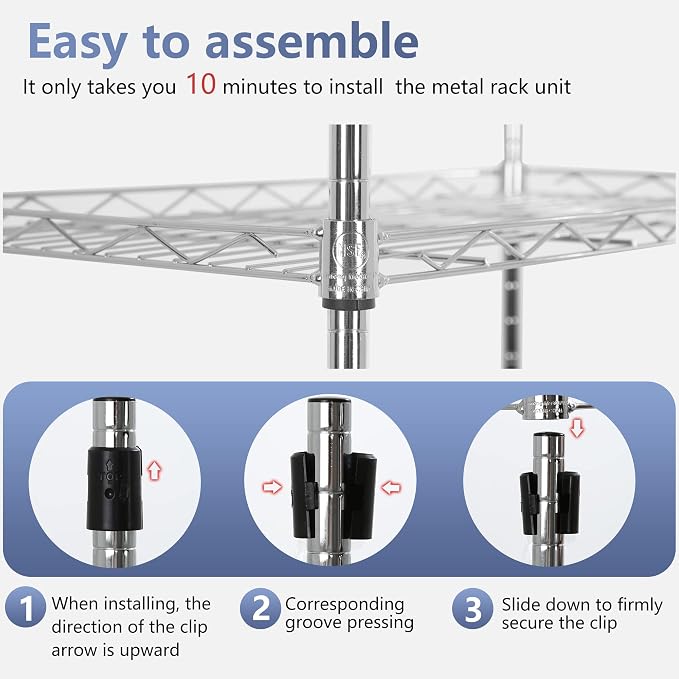 FDW 5 Tier 22L x 12W x 48H Pantry Shelves Adjustable Metal Shelves NSF Storage - Image 4