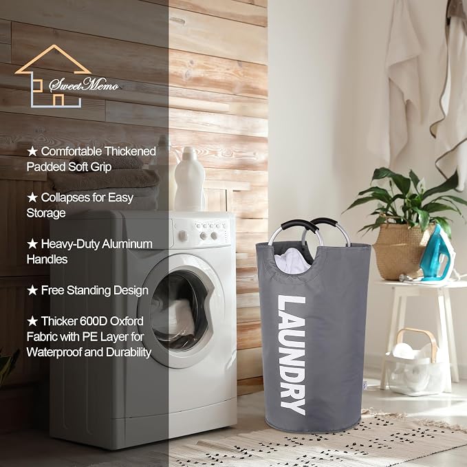 Large Laundry Basket Collapsible，Freestanding Clothes Hamper Bag - Image 3