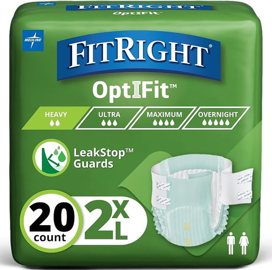 FitRight Extra+ Adult Diapers, Disposable Incontinence Briefs, Leak-Proof Diaper by FitRight
