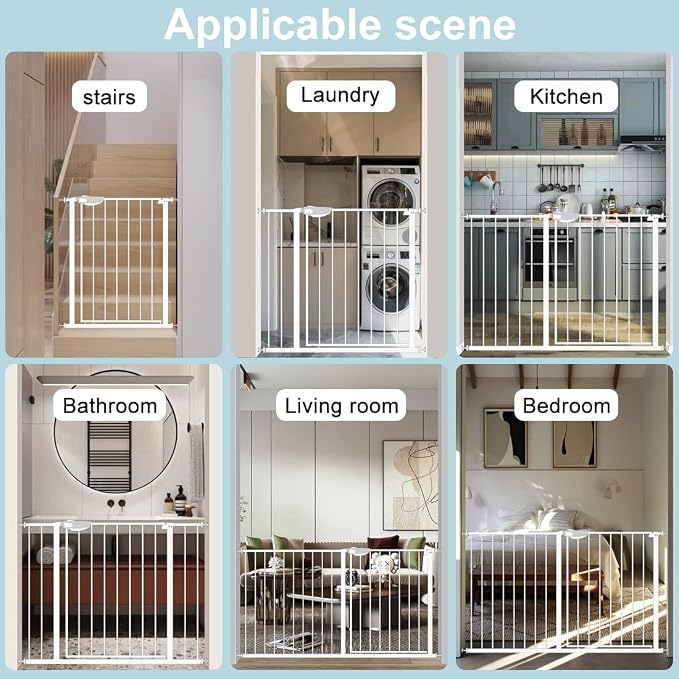WAOWAO Triple Lock Baby Gate Extra Wide 57.87-62.59" Pressure Mounted Walk - Image 7
