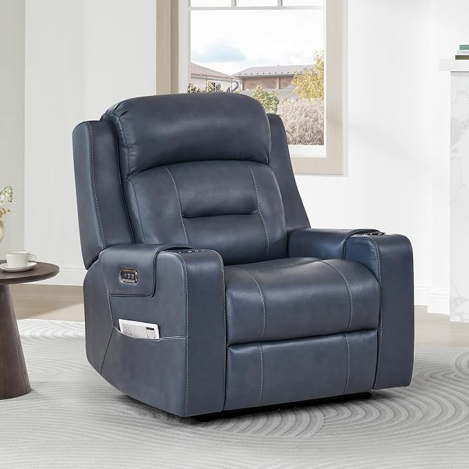 Watson & Whitely Oversized Genuine Leather Power Recliner Chairs - Image 2
