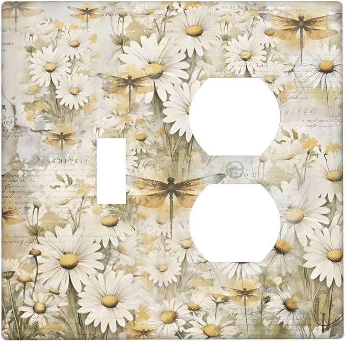 Vintage Letter Paper Wildflowers Dragonfly Daisy Floral Wallplates 1 Toggle 1 by Unknown
