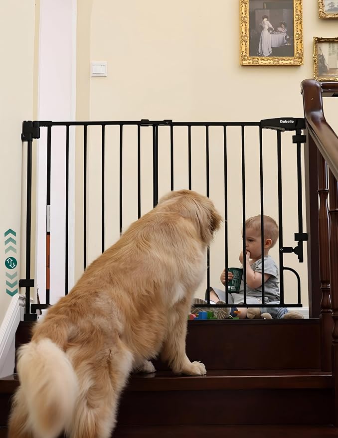 Babelio Easy to Remove & No Bottom Bar Baby Gate, 29-43" Hardware Mounted| Wide by BABELIO
