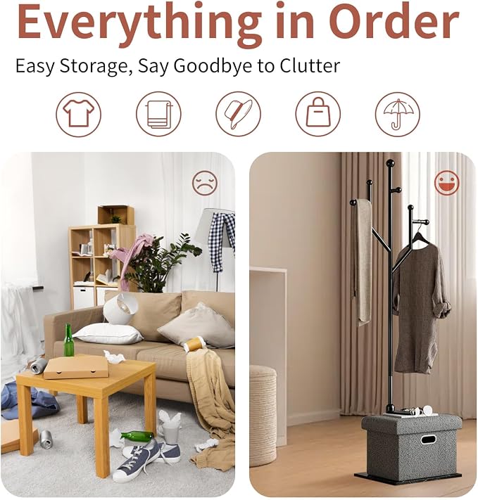 Modern Metal Coat Rack Stand, Heavy Duty Coat Rack Freestanding - Image 4